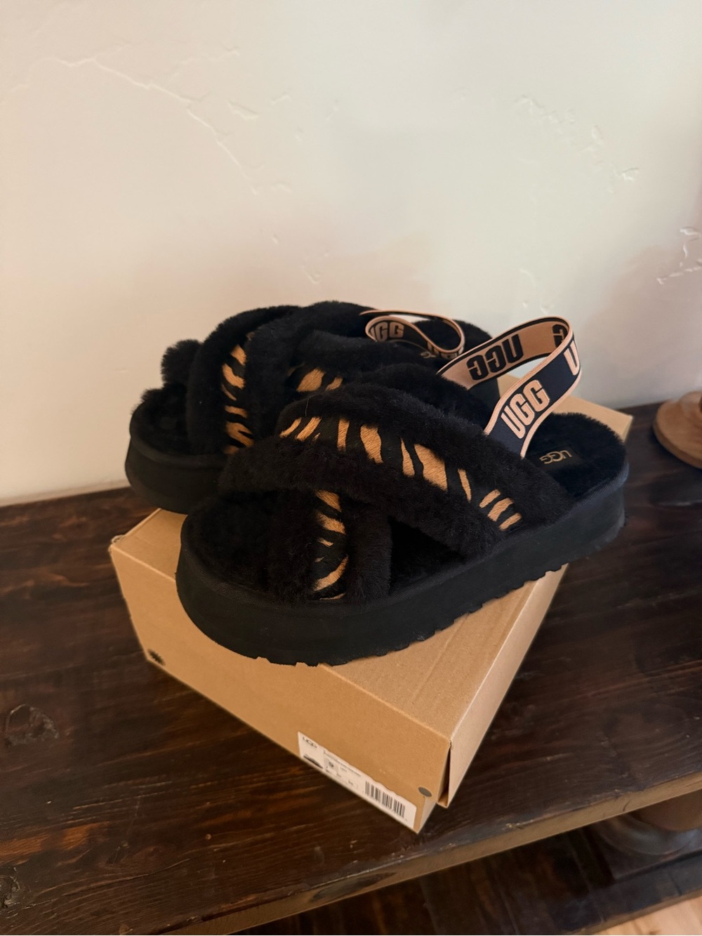 UGG Disco Cross Tiger Print Slides